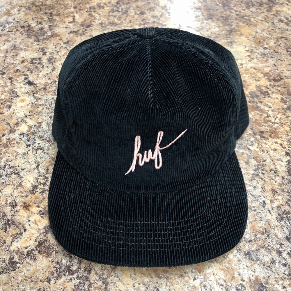 Huf corduroy black snapback cap